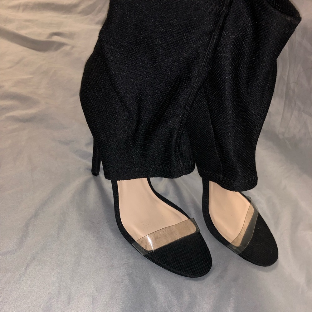 Black and clear heels